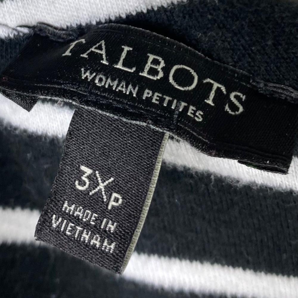 Talbots 3XP 3X 22 24 Petite Dress Shift Sheath Stripe Black White Slvss Stretch - Picture 4 of 5